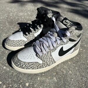 Nike Air Jordan 1 Retro High OG GS White Cement 2022 US 5Y Youth FD1437-052